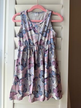 Girls' Butterfly Print Tank Dress - Pink & Blue